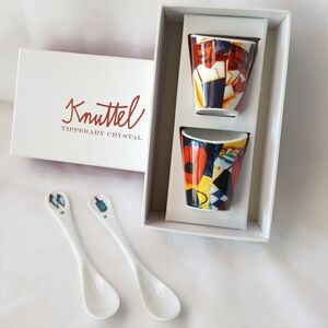 Knuttel Tipperary Crystal The Cafe Collection Egg Cups & Spoons Porcelain Set